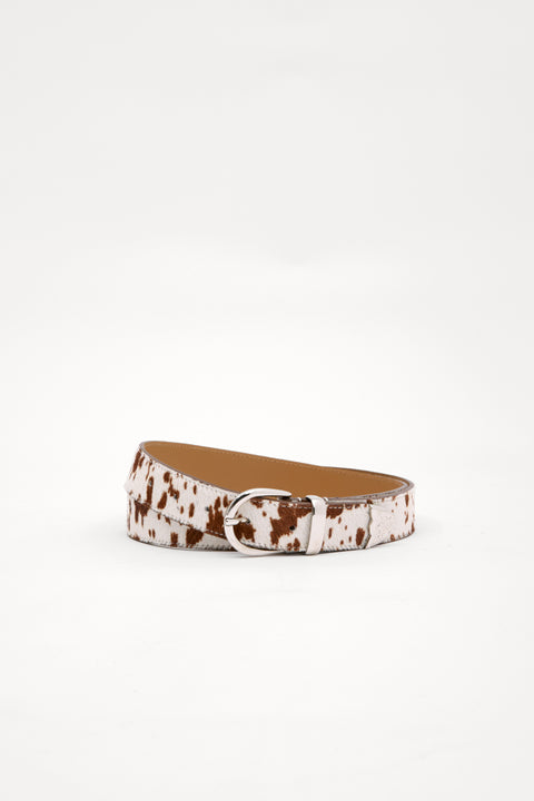 Country Belt White Cow Hair on Hide