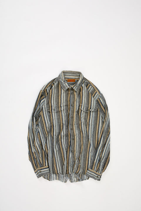Stripe pattern cord shirt (L)