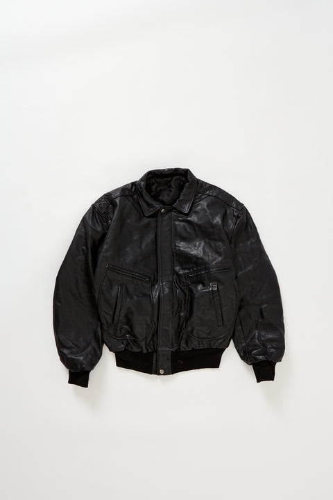 90's French leather bomber (M)