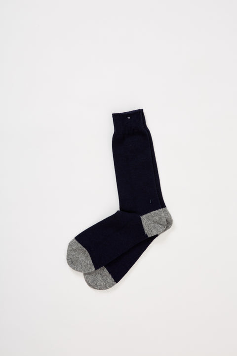 Wool Cashmere 2 Point Crew Blue Grey