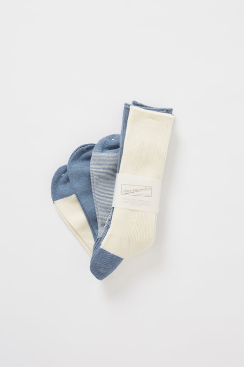 Nep Yarn Rib Crew 3-pack Indigo