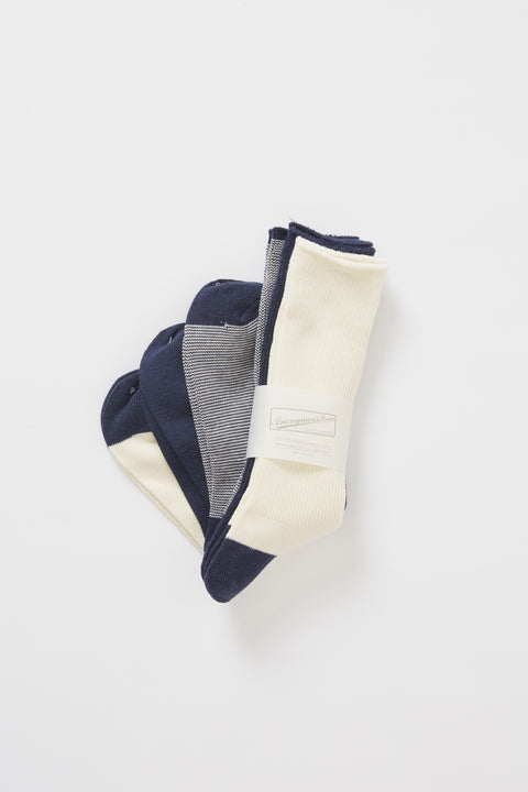 Nep Yarn Rib Crew 3-pack Navy