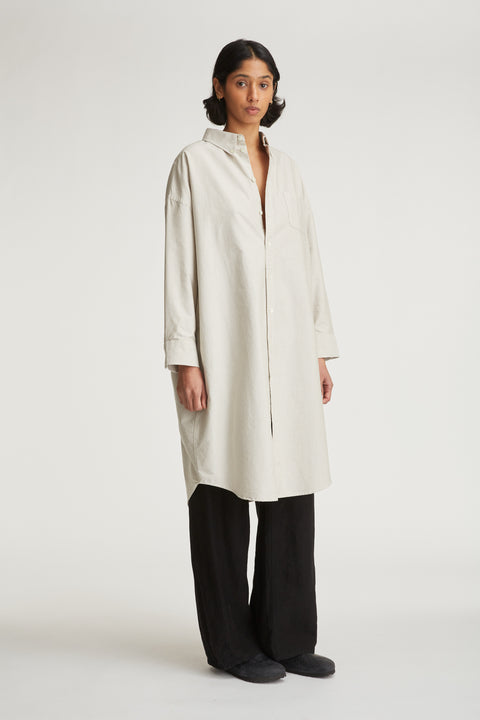 Aiden Shirtdress Beige Stripe Oxford