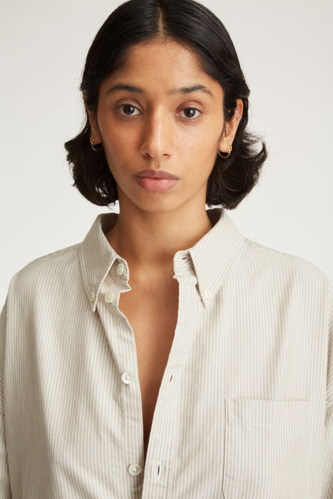 Aiden Shirtdress Beige Stripe Oxford