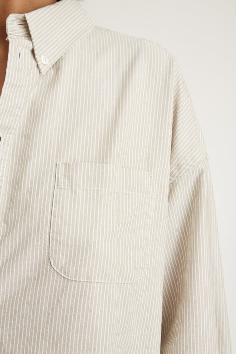 Aiden Shirtdress Beige Stripe Oxford