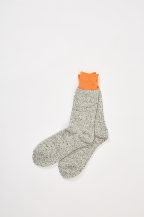 Double Face Silk & Cotton Orange/Grey