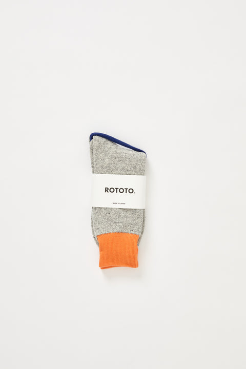 Double Face Silk & Cotton Orange/Grey