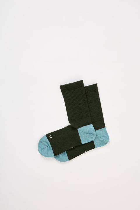 Hybrid Crew Merino Wool Green/Blue