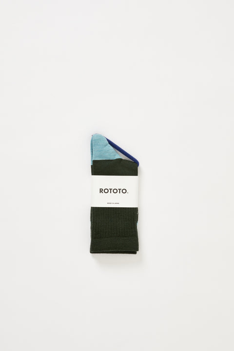 Hybrid Crew Merino Wool Green/Blue