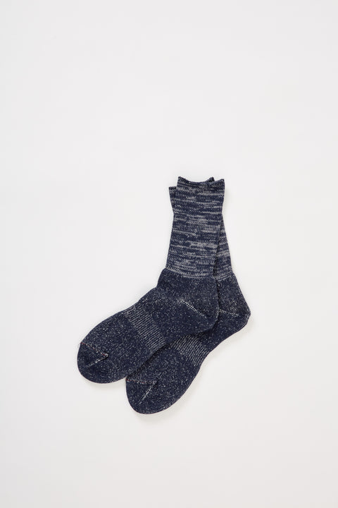 Washi Pile Crew Socks Navy
