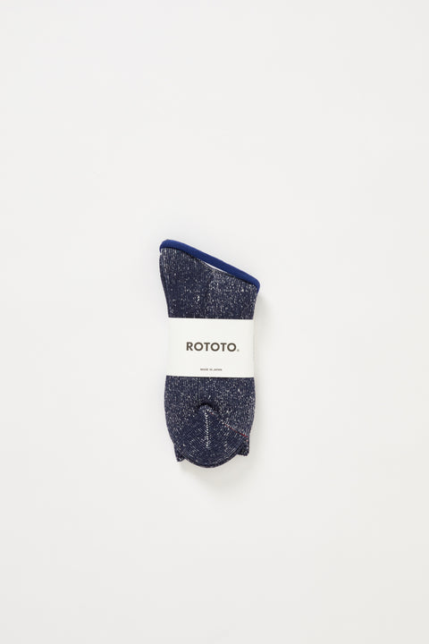 Washi Pile Crew Socks Navy